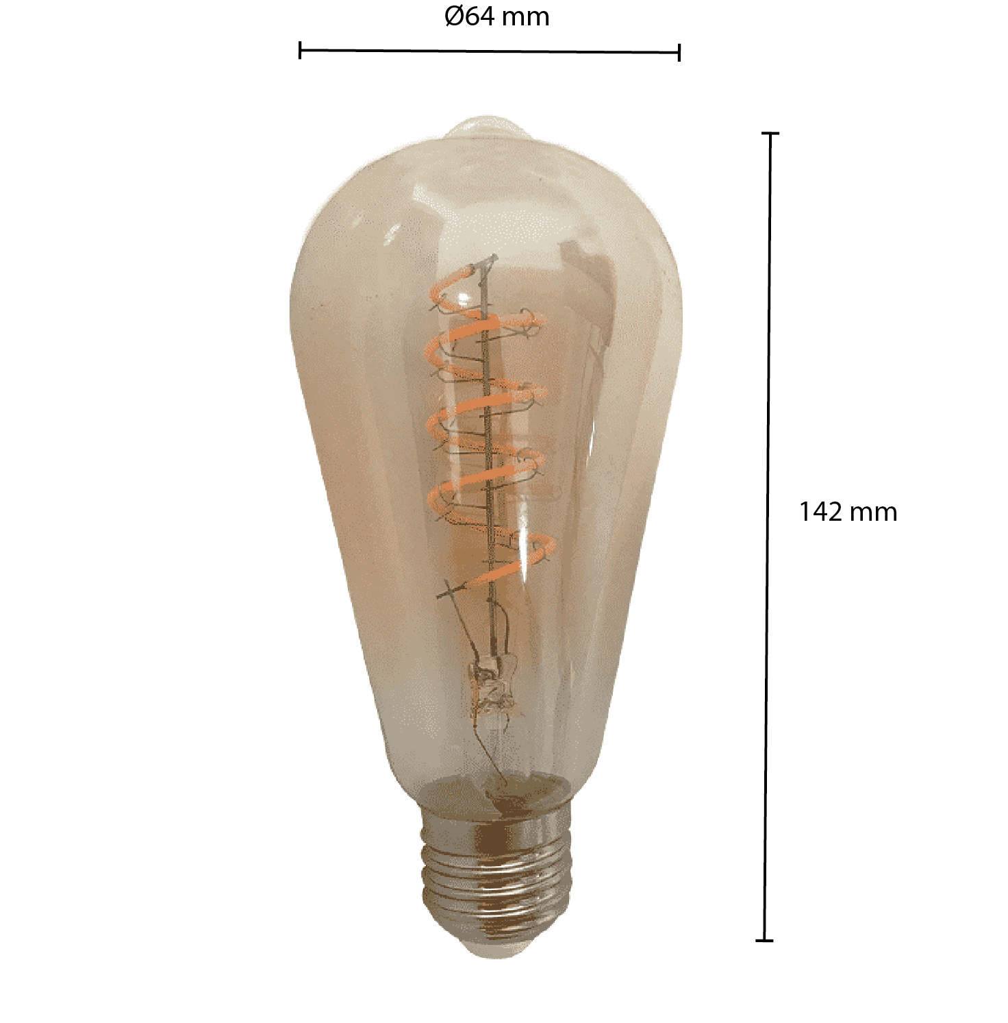 LED FILAMENT E27 EDISON L DIMBAAR AMBER 6,5W - Afbeelding 2