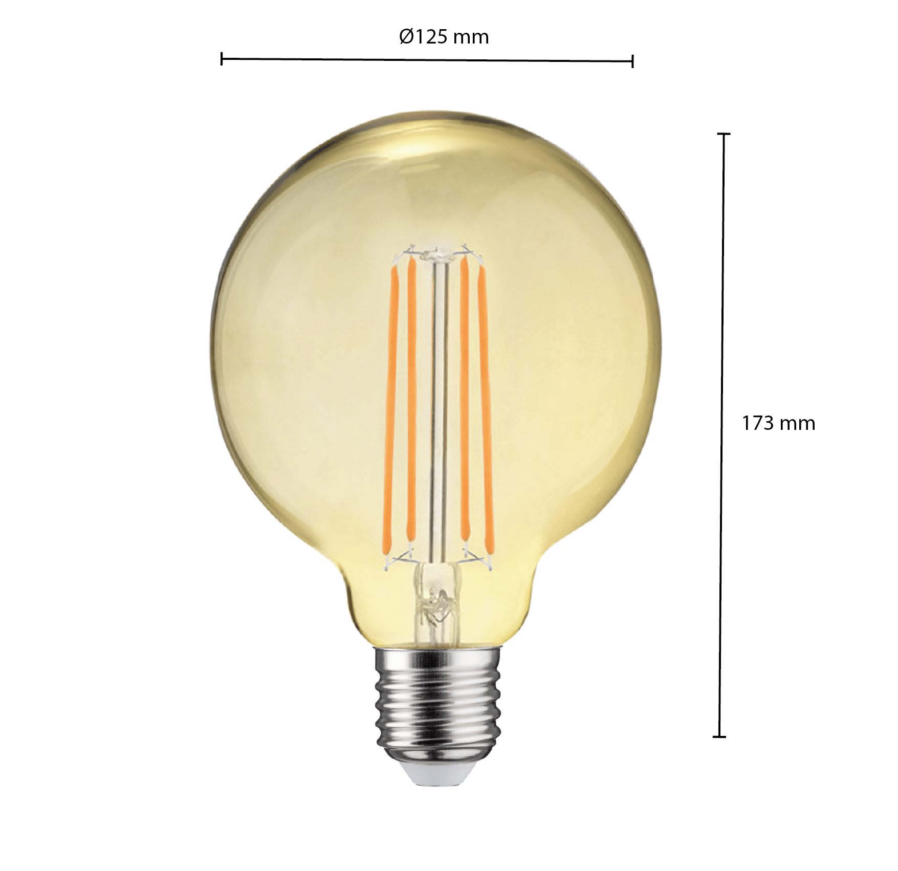 LED FILAMENT E27 GLOBE-L DIMBAAR AMBER GLAS 6.5W - Afbeelding 2
