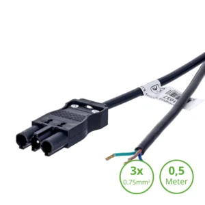 3-SWP AANSLUITSNOER MALE | 0.5 METER | 3×0.75mm²