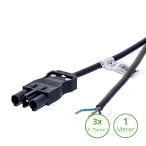 3-SWP AANSLUITSNOER MALE | 1.0 METER | 3×0.75mm²