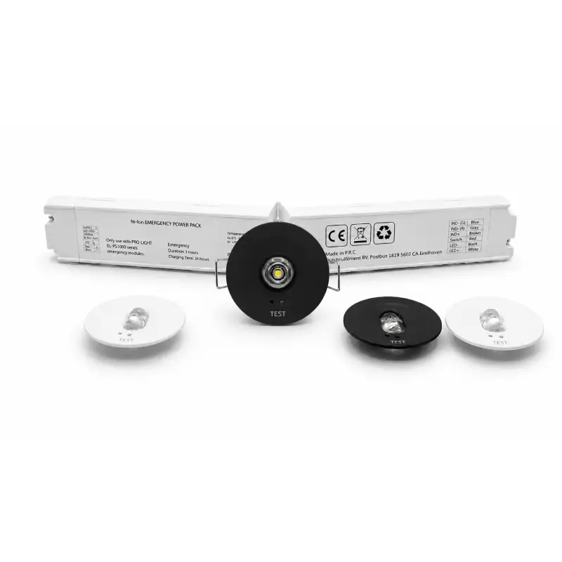 NOODVERLICHTING | INBOUWSPOT | WIT I ZWART | LENS 360° + GANGPADEN - Afbeelding 3