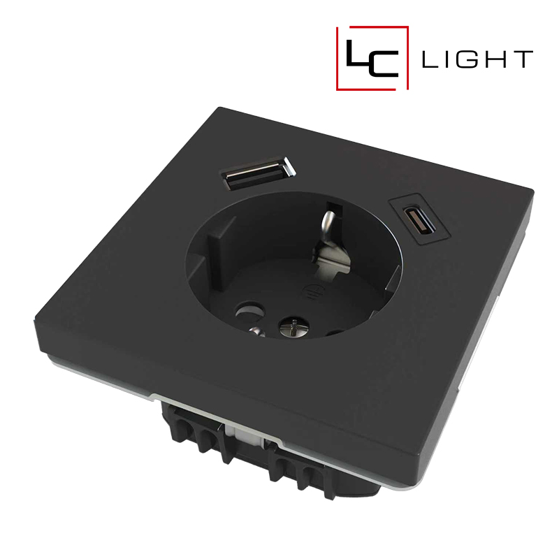 LC-LIGHT | WANDCONTACTDOOS | RA | USB-A + USB-C | WIT